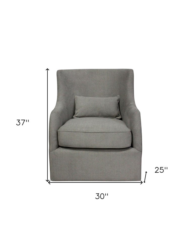 30" Gray Polyester Blend Solid Color Swivel Arm Chair — view 5