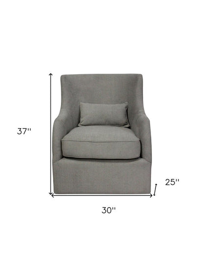30" Gray Polyester Blend Solid Color Swivel Arm Chair