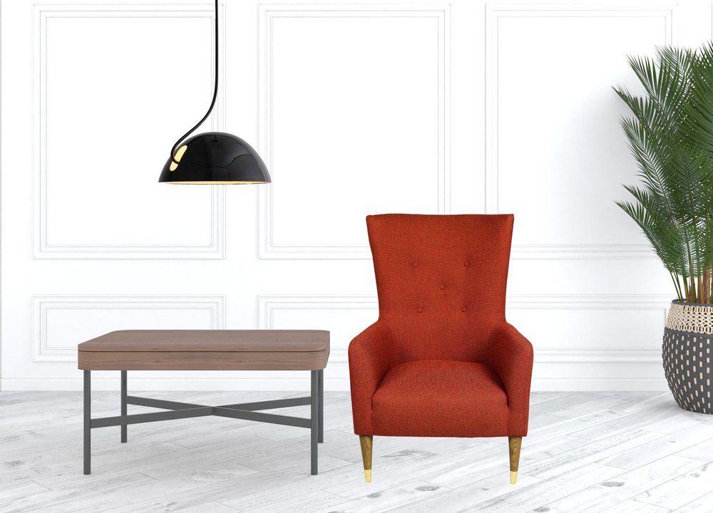 28" Orange And Natural Solid Color Lounge Chair HomeRoots