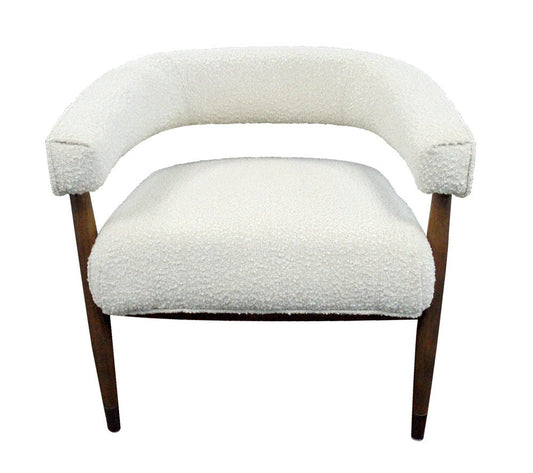 29" Ivory Polyester Blend And Brown Solid Color Arm Chair HomeRoots