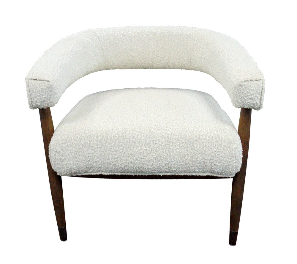 29" Ivory Polyester Blend And Brown Solid Color Arm Chair HomeRoots
