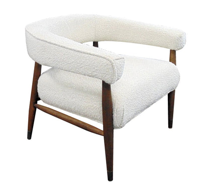 29" Ivory Polyester Blend And Brown Solid Color Arm Chair HomeRoots
