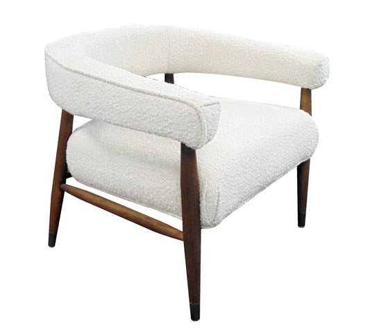 29" Ivory Polyester Blend And Brown Solid Color Arm Chair HomeRoots