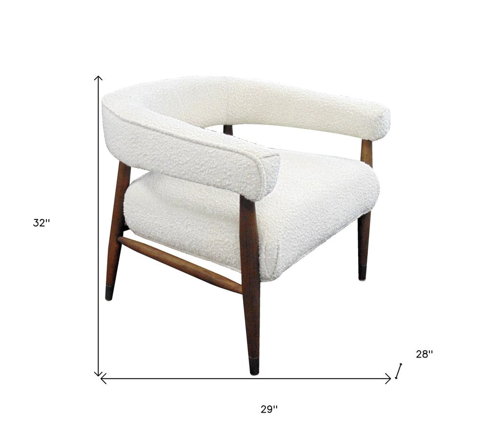 29" Ivory Polyester Blend And Brown Solid Color Arm Chair HomeRoots