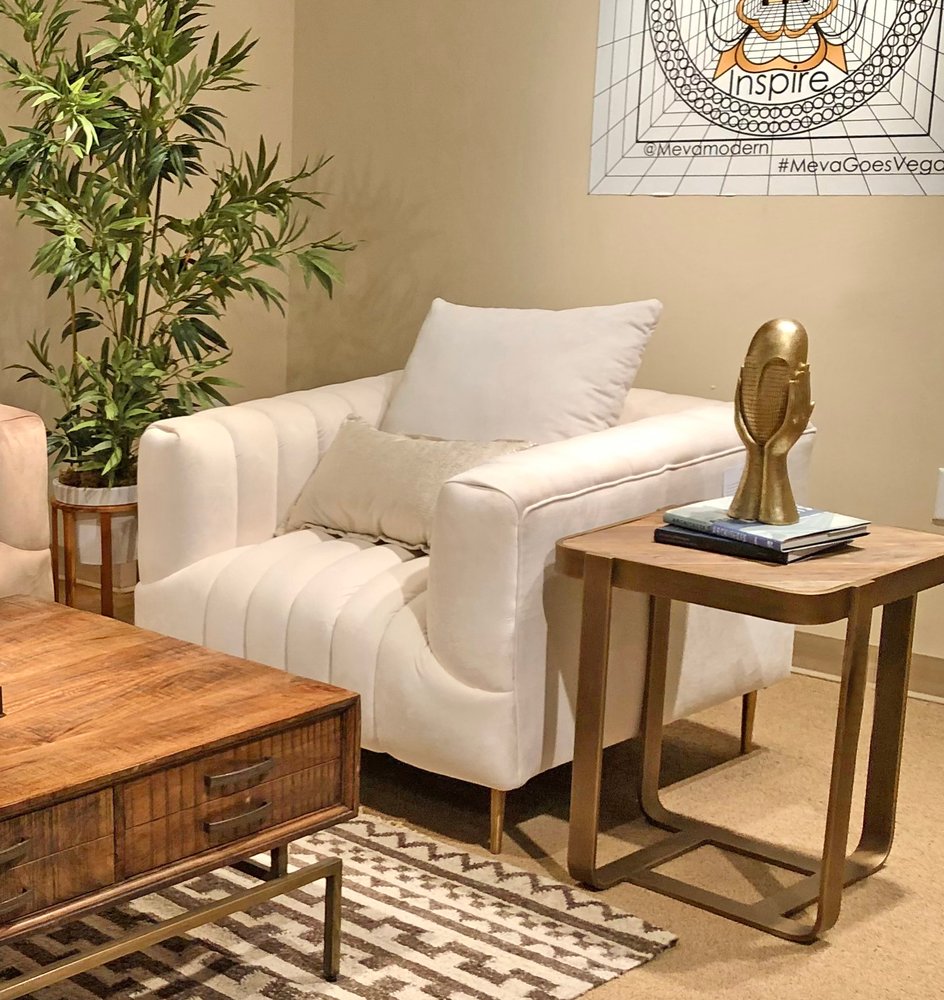 37" Ivory Velvet And Gold Solid Color Lounge Chair HomeRoots