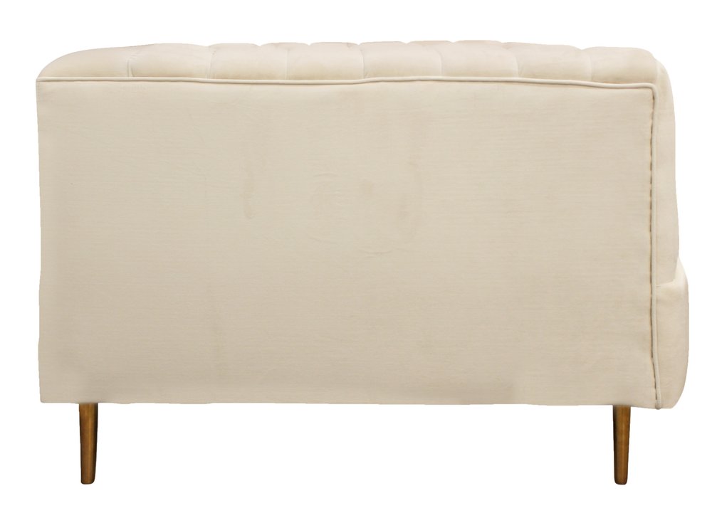 37" Ivory Velvet And Gold Solid Color Lounge Chair HomeRoots