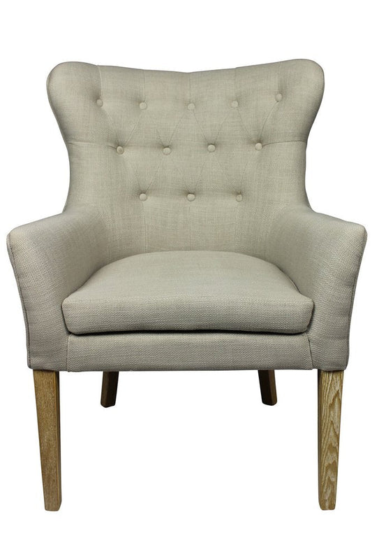 28" Taupe 100% Polyester And Natural Tufted Arm Chair HomeRoots