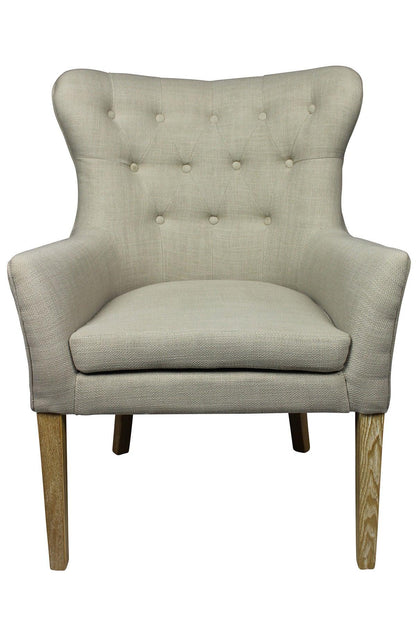 28" Taupe 100% Polyester And Natural Tufted Arm Chair - FurniFindUSA