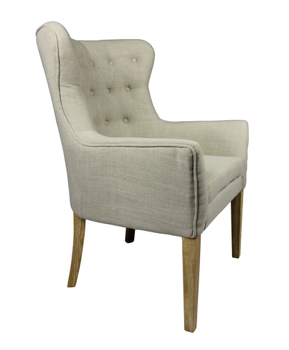 28" Taupe 100% Polyester And Natural Tufted Arm Chair