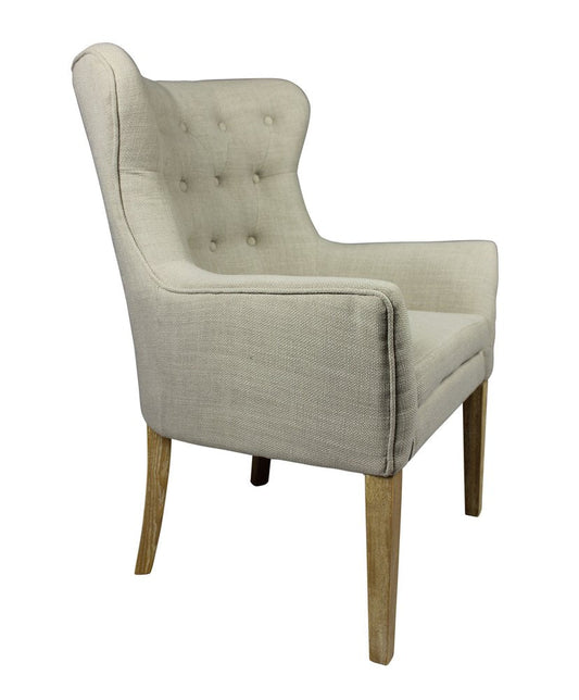 28" Taupe 100% Polyester And Natural Tufted Arm Chair HomeRoots