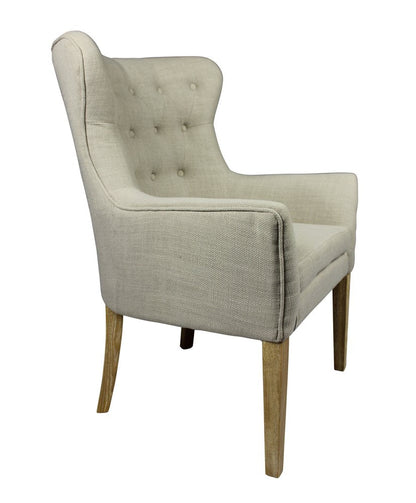 28" Taupe 100% Polyester And Natural Tufted Arm Chair HomeRoots