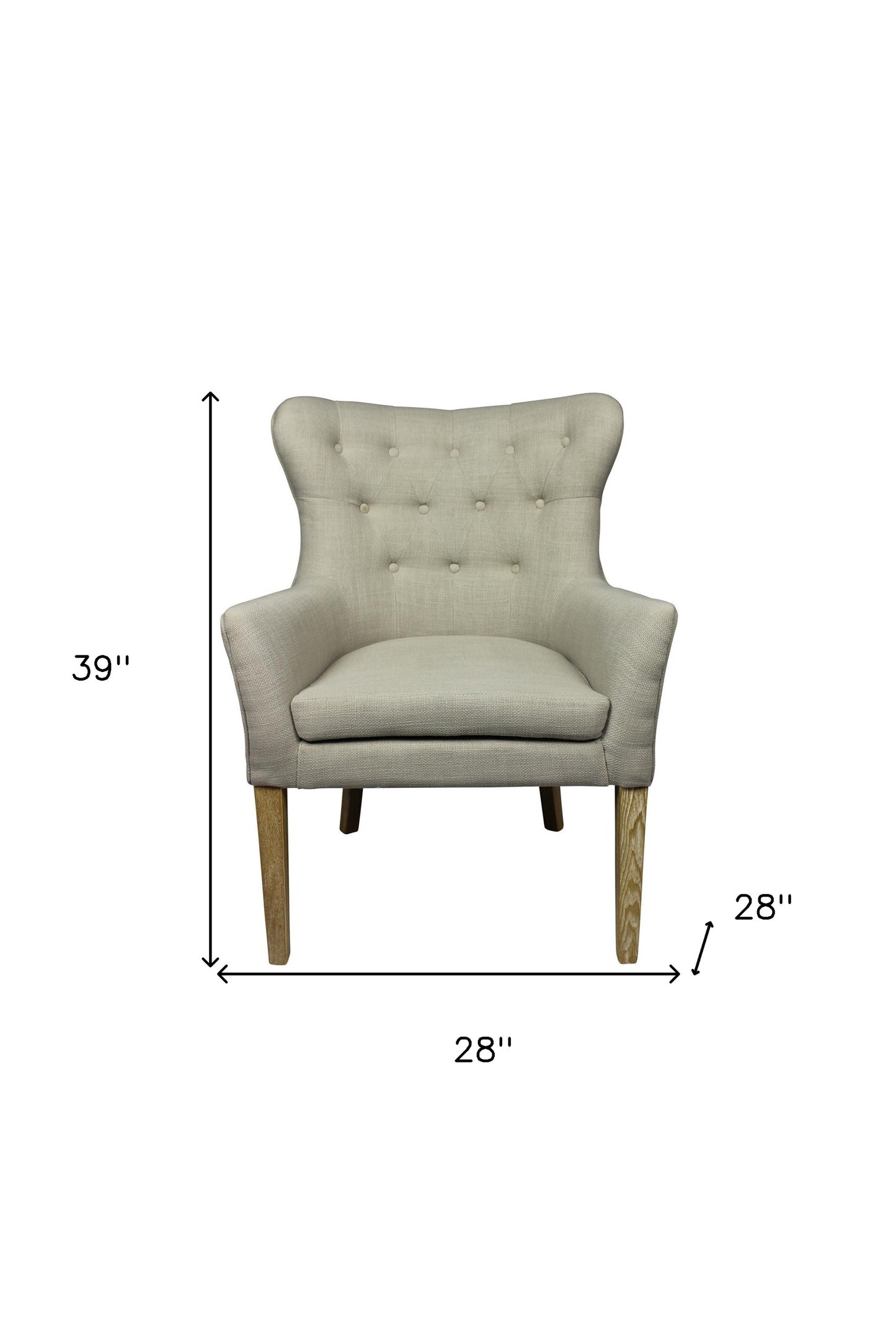 28" Taupe 100% Polyester And Natural Tufted Arm Chair