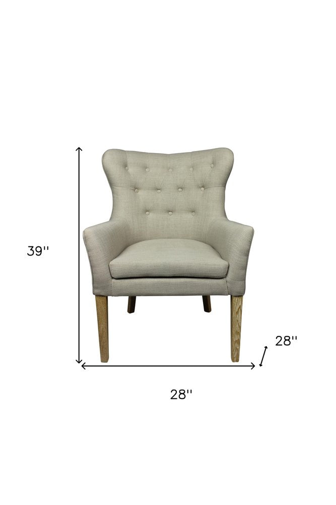 28" Taupe 100% Polyester And Natural Tufted Arm Chair HomeRoots