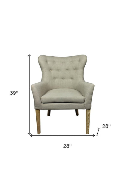 28" Taupe 100% Polyester And Natural Tufted Arm Chair HomeRoots