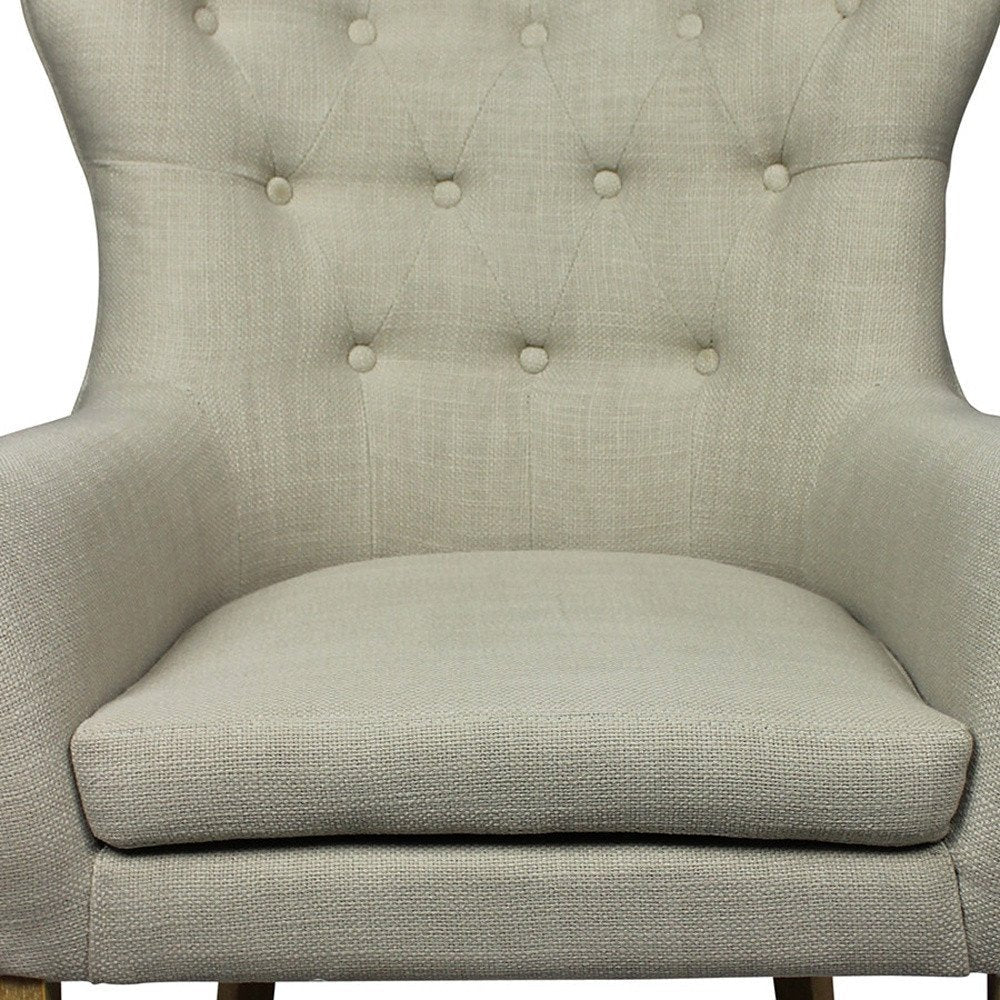 28" Taupe 100% Polyester And Natural Tufted Arm Chair HomeRoots