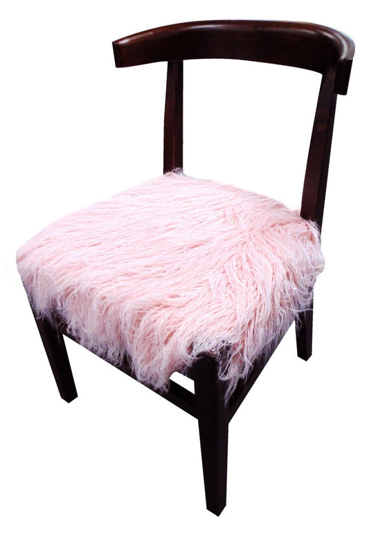 21" Blush Faux Fur And Dark Brown Solid Color Side Chair HomeRoots