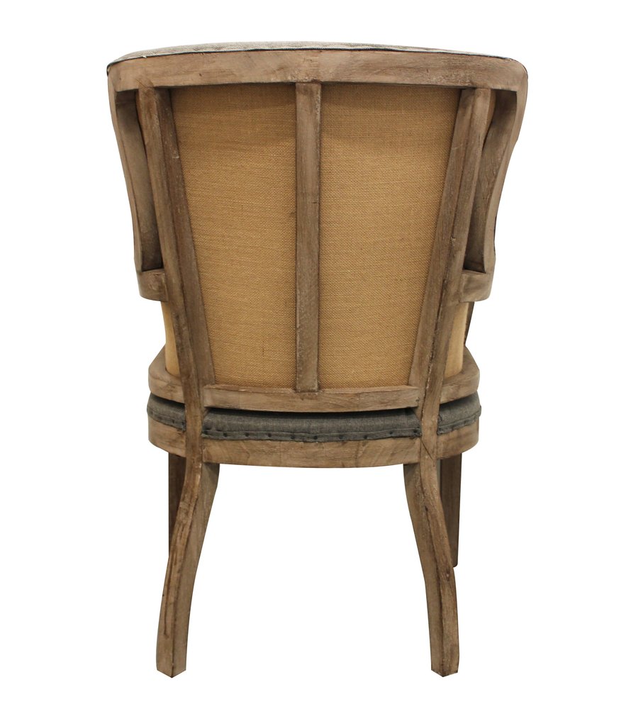 25" Gray Linen And Natural Solid Color Arm Chair HomeRoots