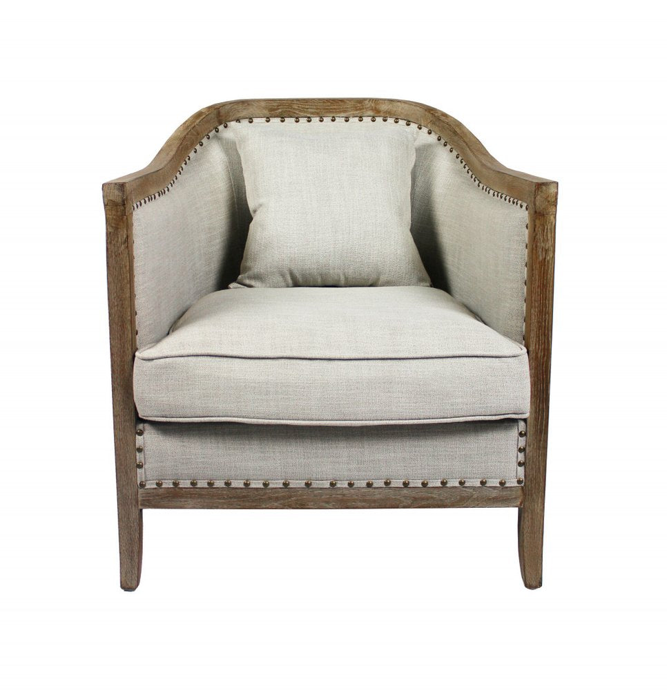 32" Natural Linen Solid Color Lounge Chair HomeRoots