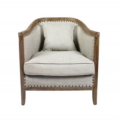 32" Natural Linen Solid Color Lounge Chair HomeRoots