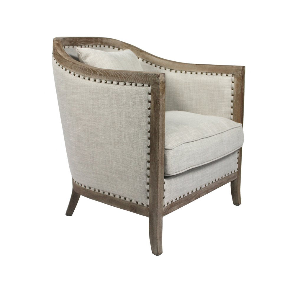 32" Natural Linen Solid Color Lounge Chair HomeRoots