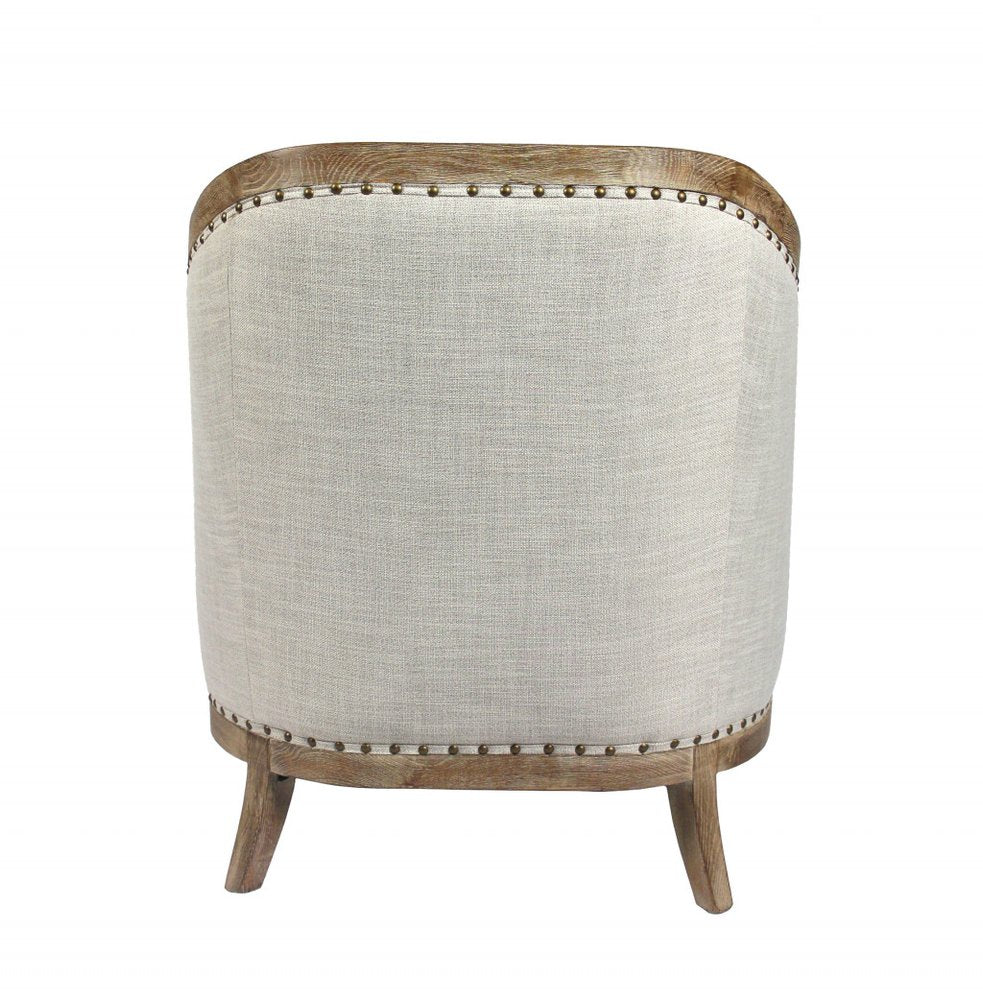 32" Natural Linen Solid Color Lounge Chair HomeRoots