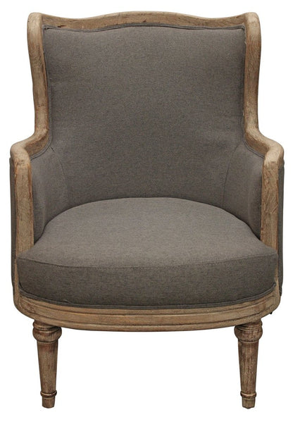 26" Gray Linen And Natural Solid Color Arm Chair HomeRoots