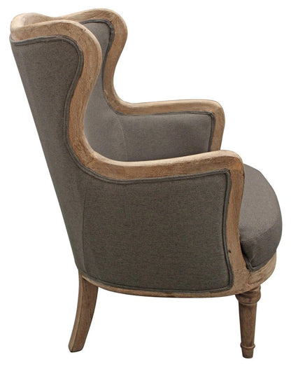 26" Gray Linen And Natural Solid Color Arm Chair HomeRoots