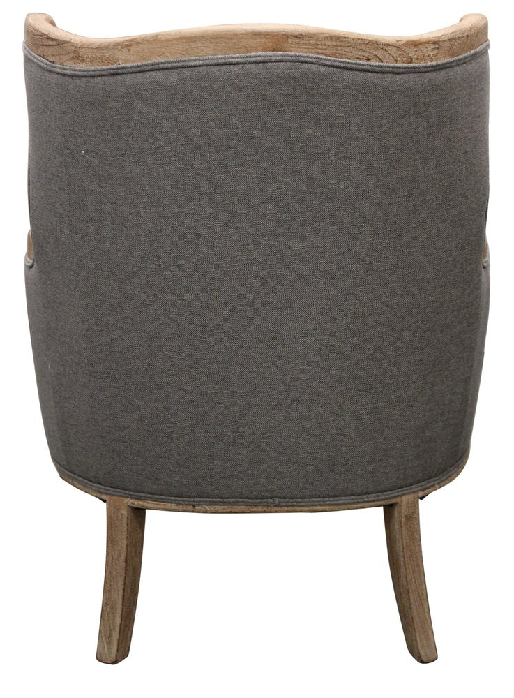 26" Gray Linen And Natural Solid Color Arm Chair HomeRoots