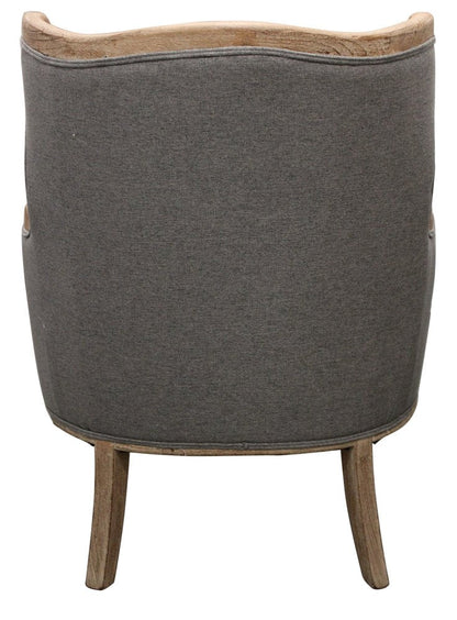 26" Gray Linen And Natural Solid Color Arm Chair HomeRoots