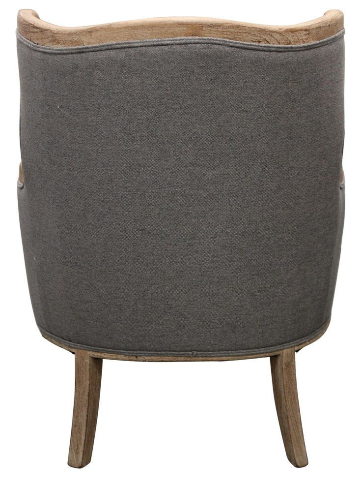 26" Gray Linen And Natural Solid Color Arm Chair HomeRoots