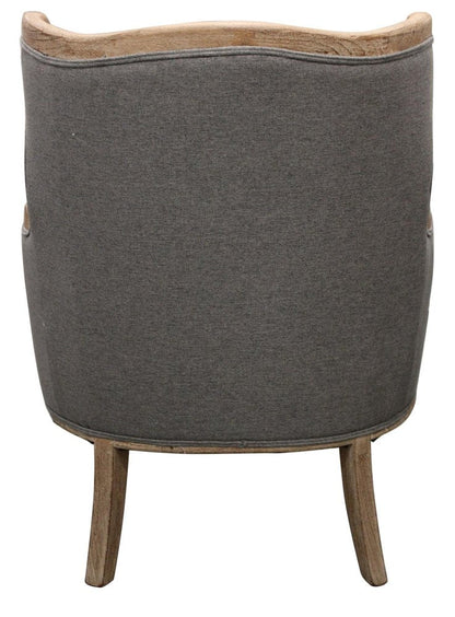 26" Gray Linen And Natural Solid Color Arm Chair HomeRoots