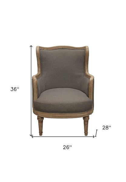 26" Gray Linen And Natural Solid Color Arm Chair HomeRoots