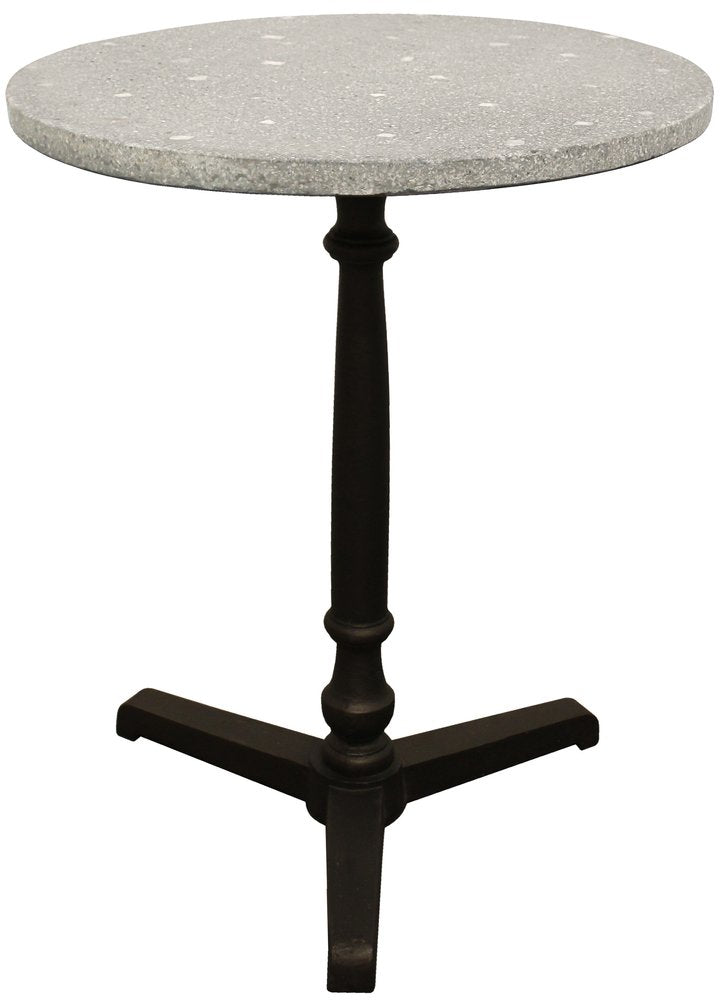 24" Gray And Black Stone And Iron Round Dining Table HomeRoots