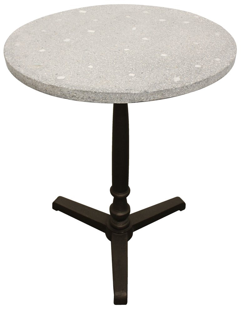 24" Gray And Black Stone And Iron Round Dining Table HomeRoots