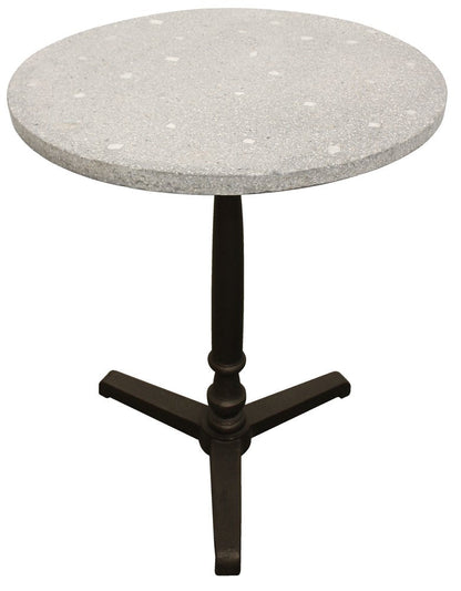 24" Gray And Black Stone And Iron Round Dining Table HomeRoots