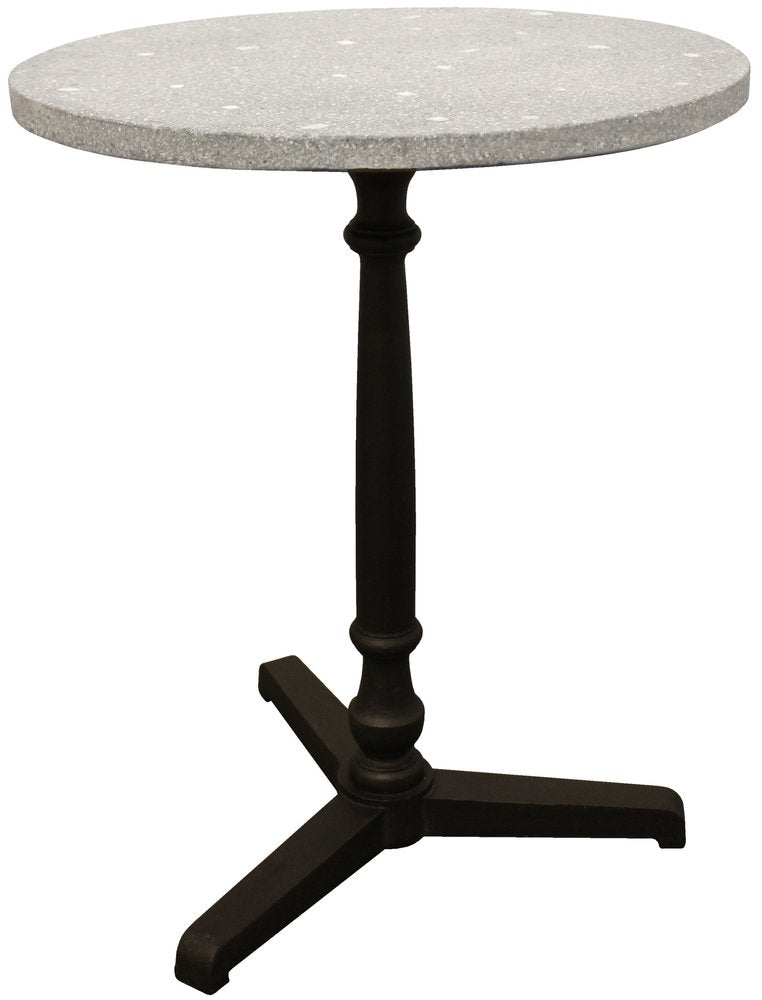 24" Gray And Black Stone And Iron Round Dining Table HomeRoots