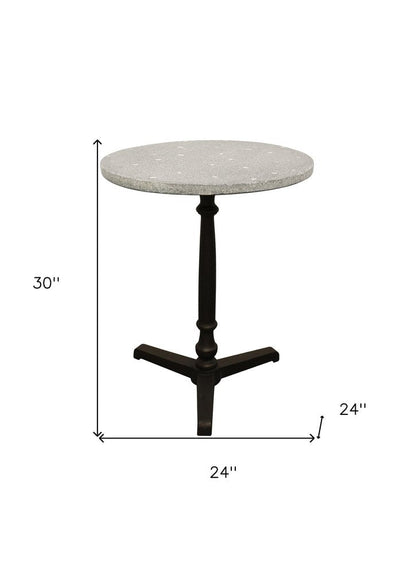 24" Gray And Black Stone And Iron Round Dining Table HomeRoots