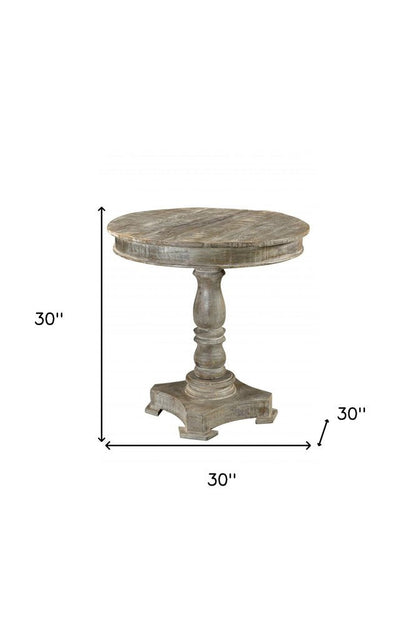 30" Gray Rounded Solid Wood Pedestal Base Dining Table HomeRoots