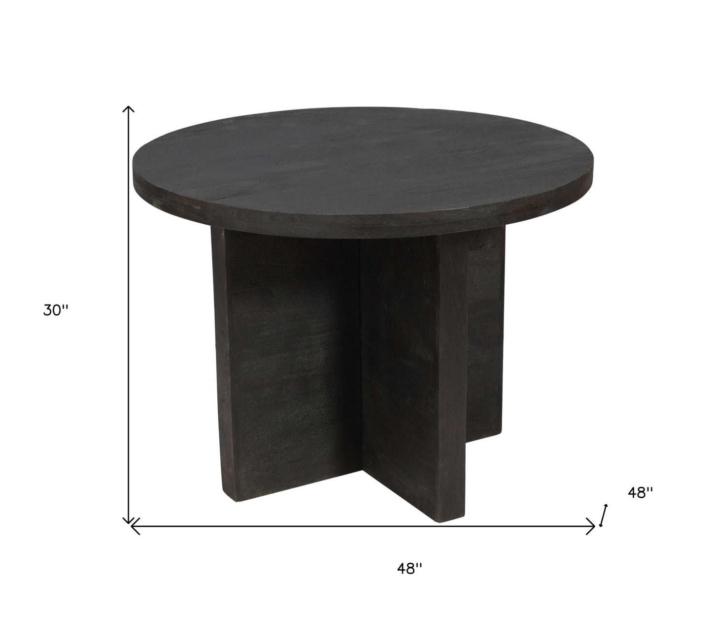 48" Deep Taupe Rounded Solid Wood Pedestal Base Dining Table