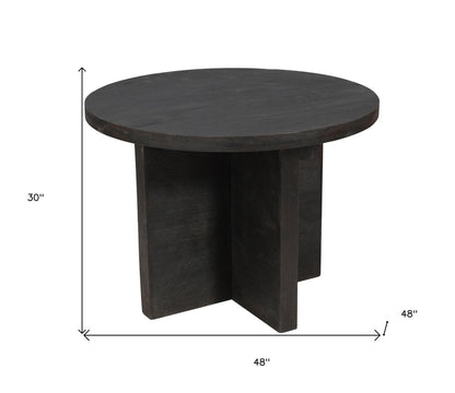 48" Deep Taupe Rounded Solid Wood Pedestal Base Dining Table HomeRoots