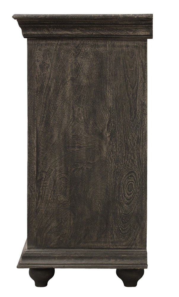 71" Distressed Gray Solid Wood Sideboard with Four Doors HomeRoots