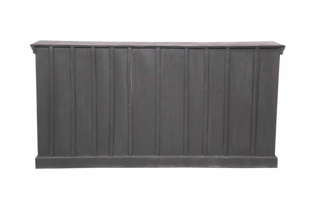 71" Gray Distressed Solid Wood Carved Floral Sideboard with Four Doors — view 1