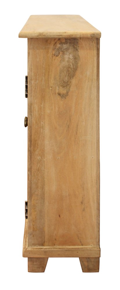 60" Natural Distressed Solid Wood Sideboard with Four Doors HomeRoots