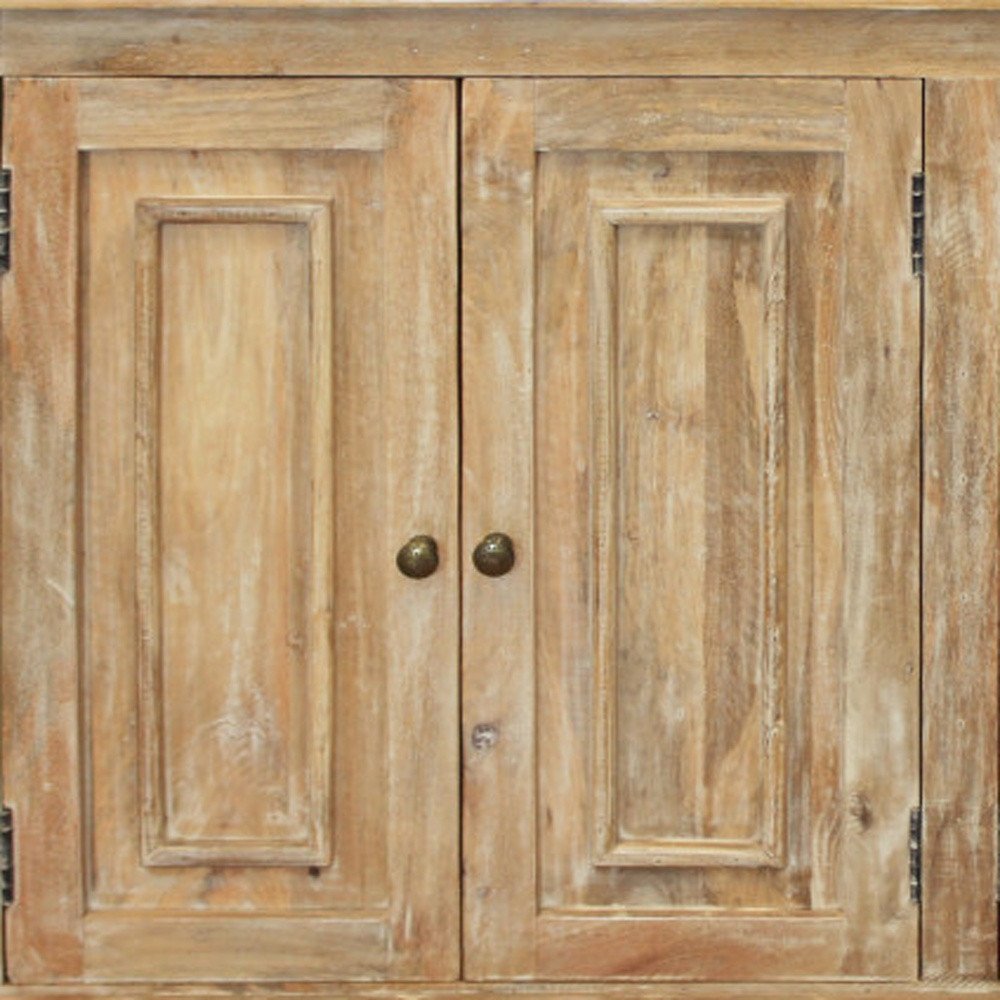 60" Natural Distressed Solid Wood Sideboard with Four Doors HomeRoots