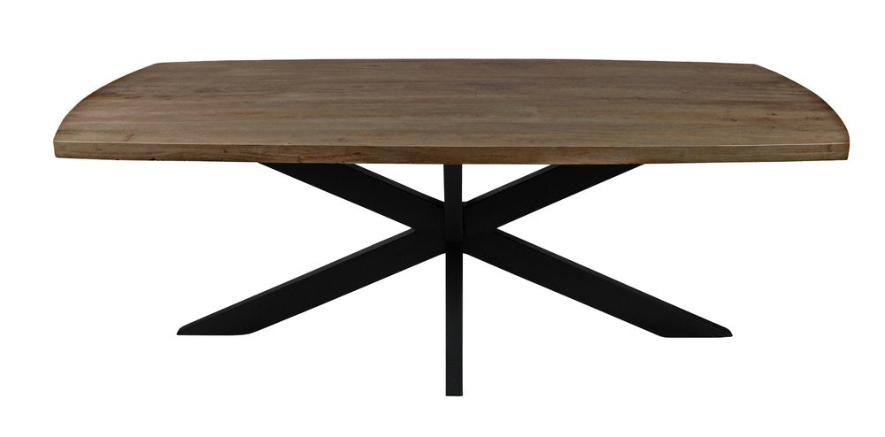 82" Natural And Black Solid Wood And Iron Pedestal Base Dining Table HomeRoots