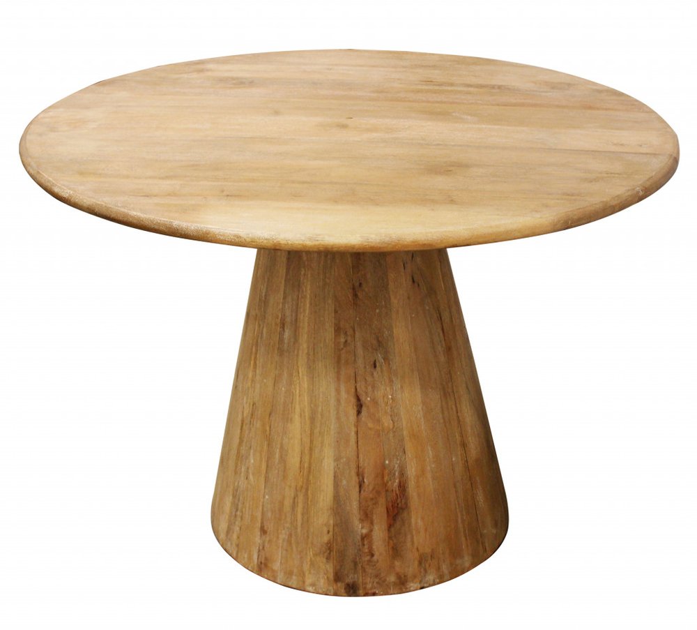 42" Natural Solid Wood Pedestal Base Round Top Dining Table HomeRoots