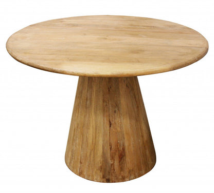 42" Natural Solid Wood Pedestal Base Round Top Dining Table HomeRoots