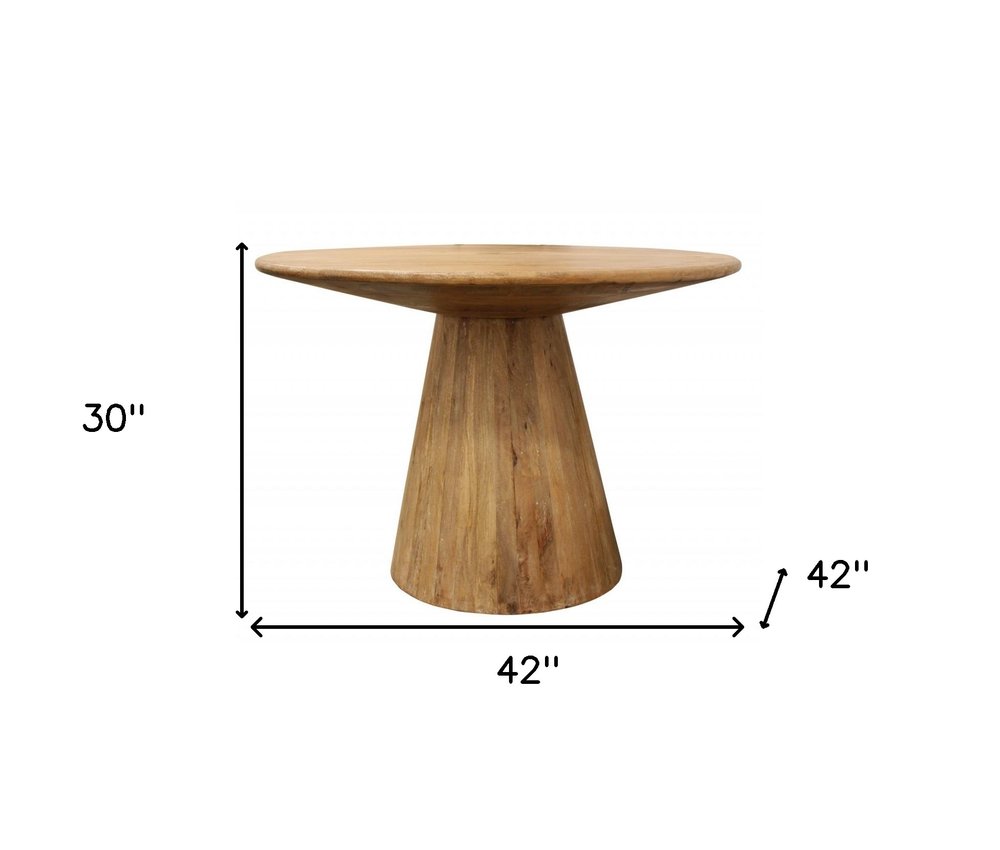 42" Natural Solid Wood Pedestal Base Round Top Dining Table HomeRoots