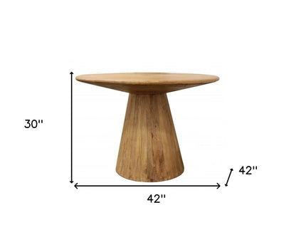 42" Natural Solid Wood Pedestal Base Round Top Dining Table HomeRoots
