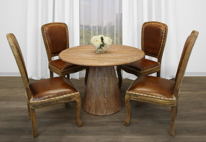 42" Natural Solid Wood Pedestal Base Round Top Dining Table HomeRoots